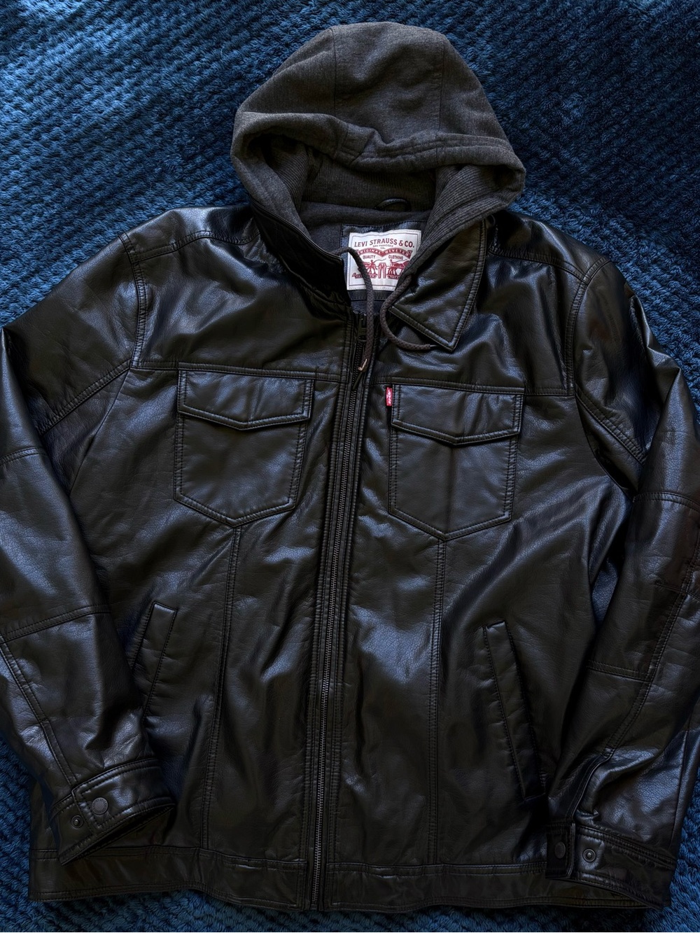 Levi Strauss & Co Faux Leather Hooded Jacket